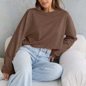 Brown Women's Cropped sweatshirt